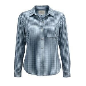 Current Elliott The Slim Boy Shirt Blue White Gingham Cotton Button Down Size 2